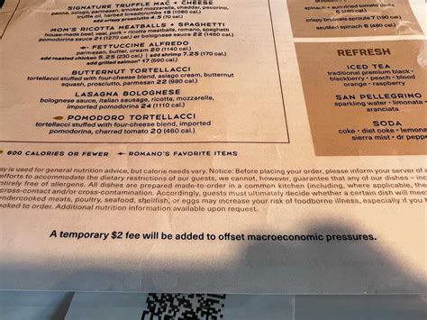 Macaroni Grill Inflation Fee