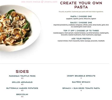 Macaroni Grill Menu Tustin