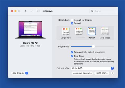 macbook air m2 default screen resolution