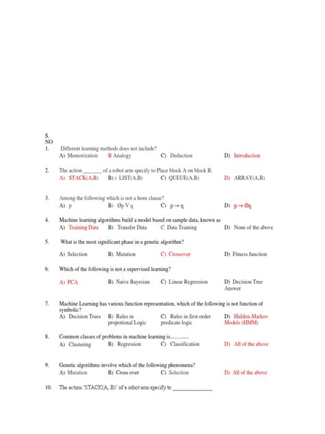 machine learning questions and answers pdf