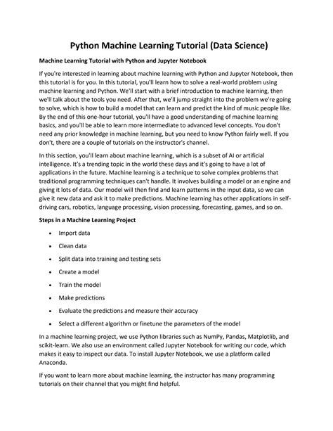 machine learning tutorial python for beginners pdf