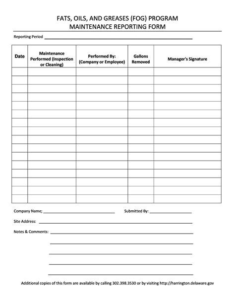 Machine Maintenance Form Templates