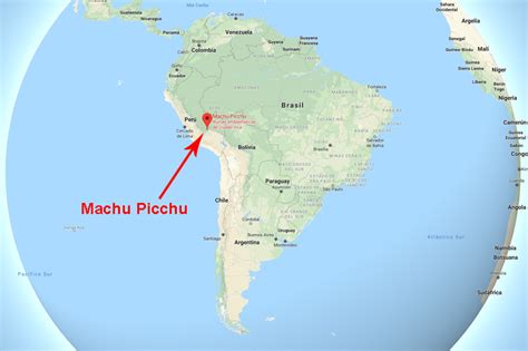 machu picchu on map of south america