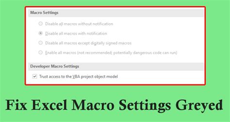 macro settings grayed out in excel