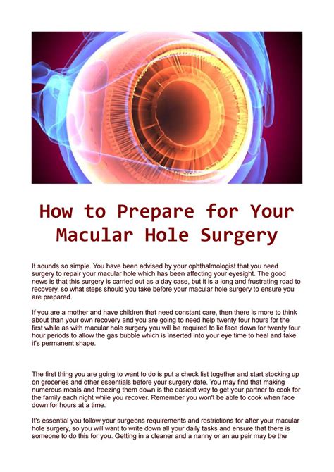 macular hole surgery recovery time