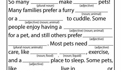 Noun And Verb Mad Libs / Mad Libs Printables And Activities Brightly