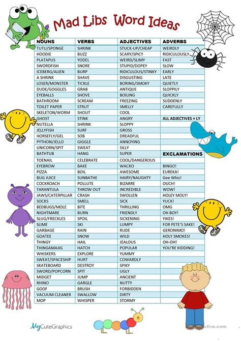 mad libs example words