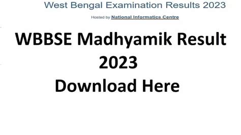 madhyamik result 2023 date west bengal