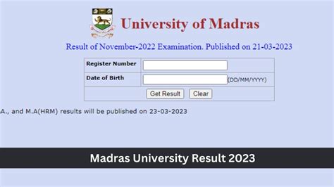 madras university exam result 2023