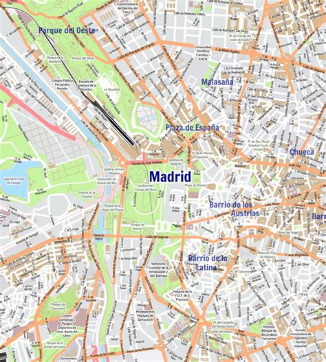 Madrid City Map Laminated Wall Map of Madrid, Spain