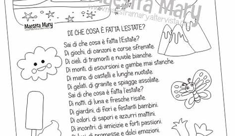 Scheda di Italiano con poesia dedicata all'estate. | Primo giorno di