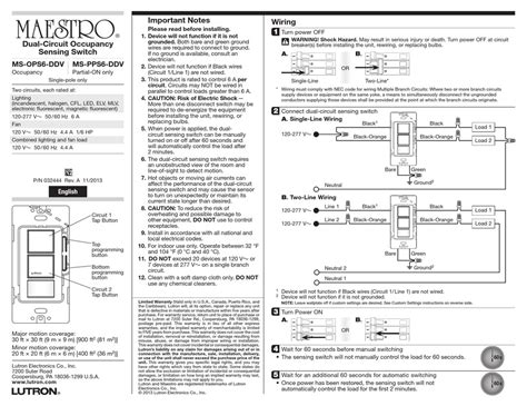 Maestro Motion Sensor Switch Manual