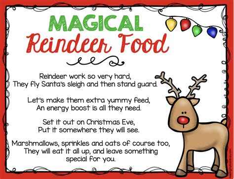 Reindeer Fun and FREE Printable Magic Reindeer Food Tag! Happy Home Fairy
