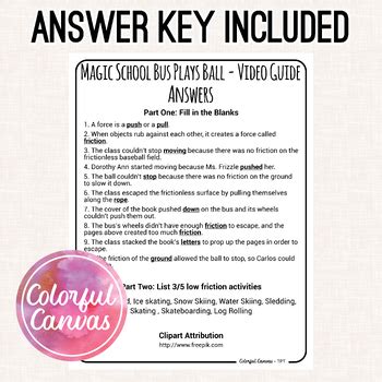 Magic School Bus Plays Ball Worksheet Answer Key