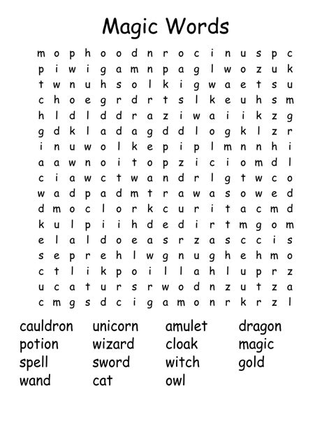 Magic Word Search Printable