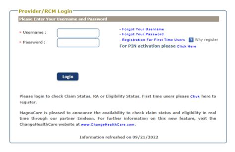 magnacare provider login claim status