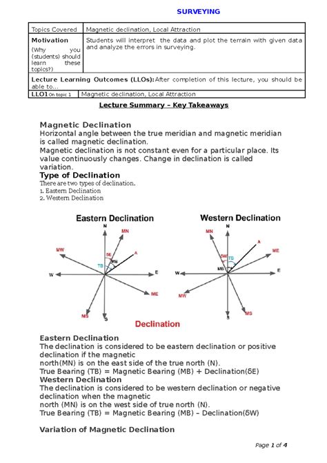 Magnetic Declination Example Problems