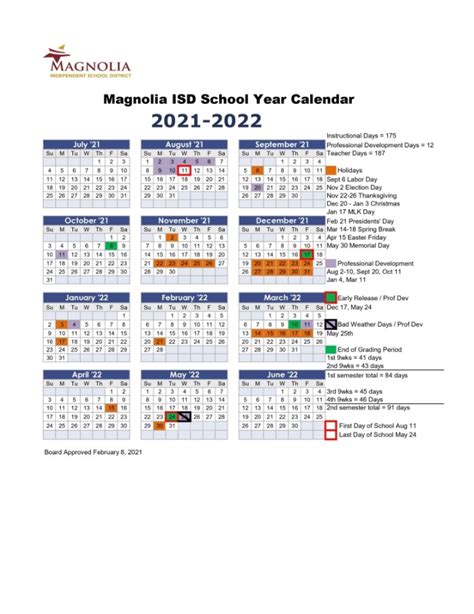 Magnolia Isd Calendar 21-22
