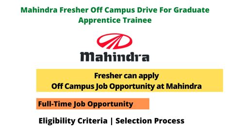 mahindra graduate apprentice trainee