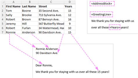 mail merge in word with excel data source