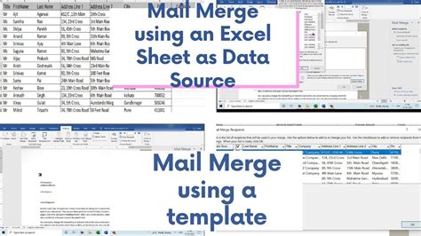 mail merge with excel data source
