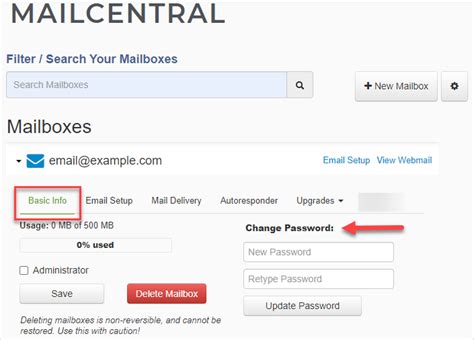 Mailbox Password