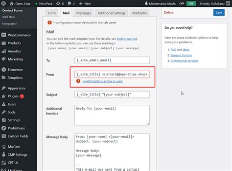Mailbox Syntax Error