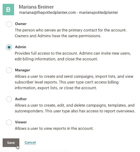 Mailchimp Access Levels
