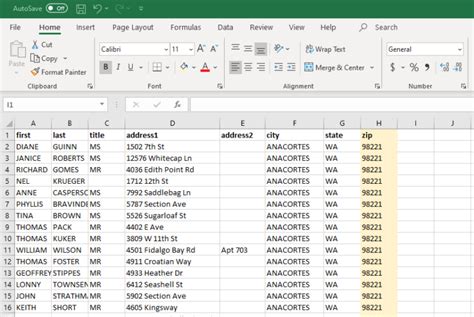 mailing address list by zip code