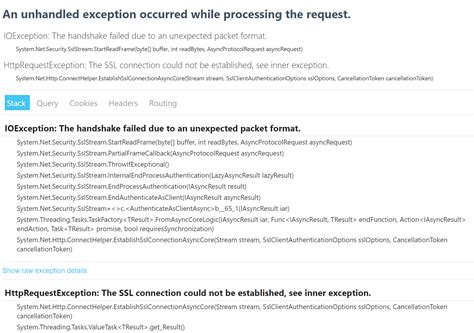 Mailkit Ioexception The Handshake Failed Due To An Unexpected Packet Format