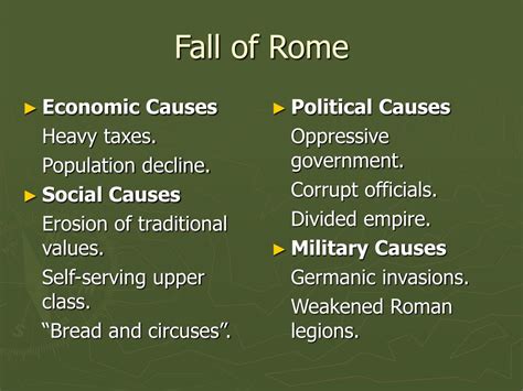 main reason for the fall of the roman empire