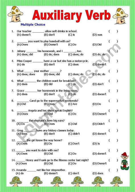 main verb and auxiliary verbs exercises with answers