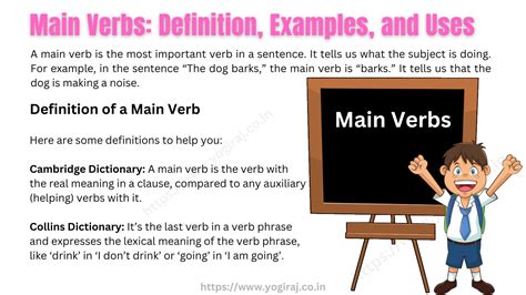 main verb definition and examples with answers