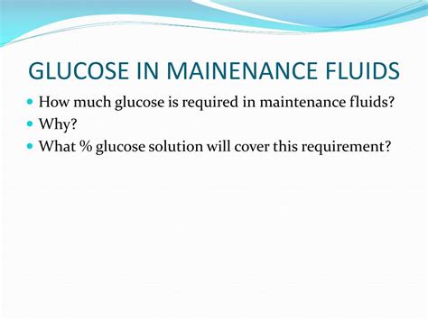 Maintenance Glucose Fluids