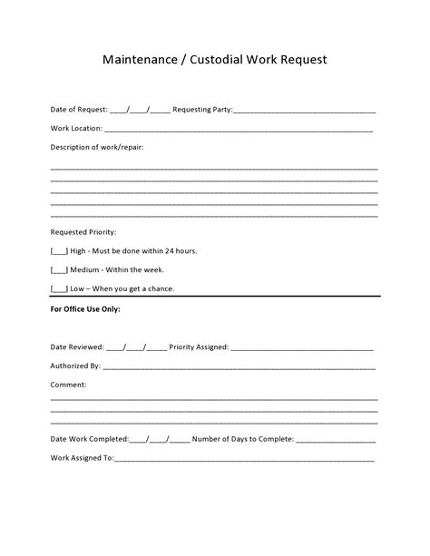 maintenance work request form template