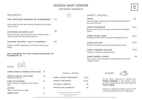 maison lamora menu