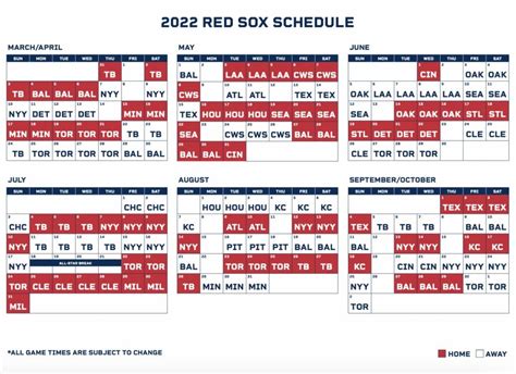 major league baseball schedule red sox