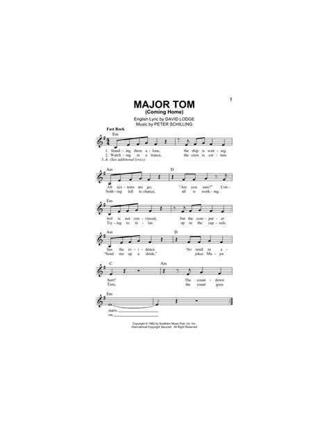 major tom coming home chords