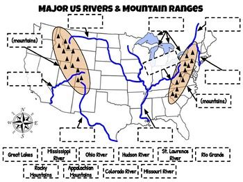 major us rivers and mountain ranges worksheet