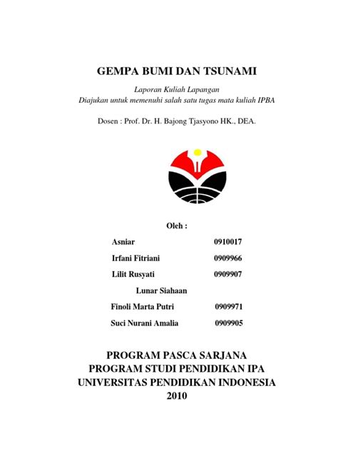 makalah gempa bumi dan tsunami