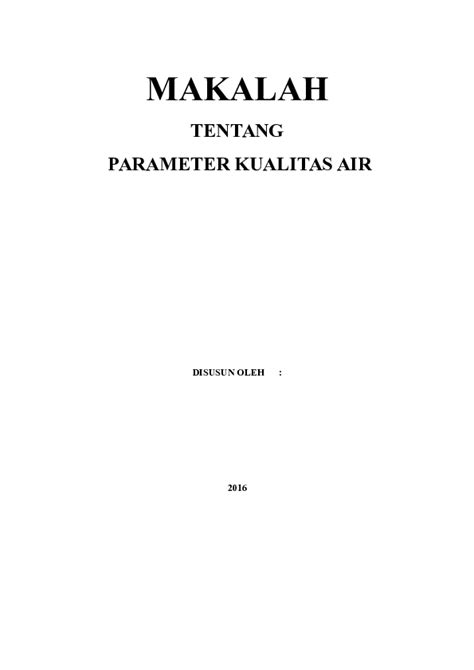 makalah parameter kualitas air