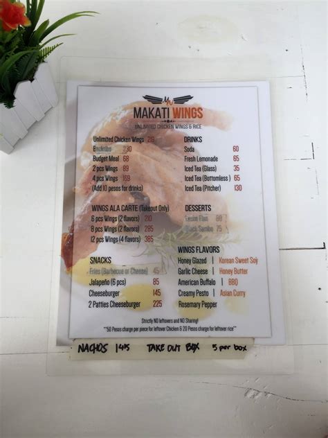 Makati Wings Menu