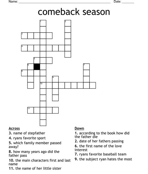 make a comeback crossword