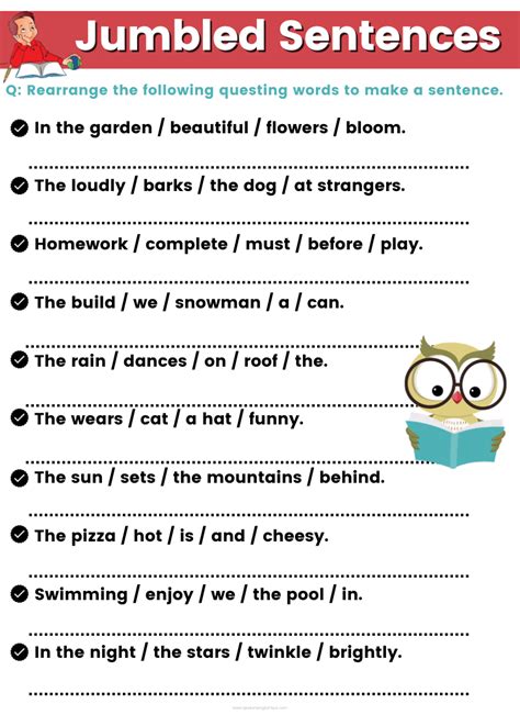 make sentences with given words for class 2 with answers worksheet