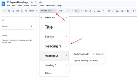 make something a heading in google docs