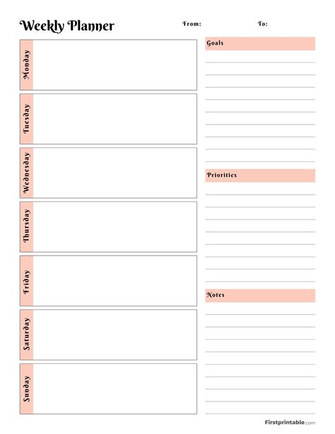 Make Weekly Printable Calendar