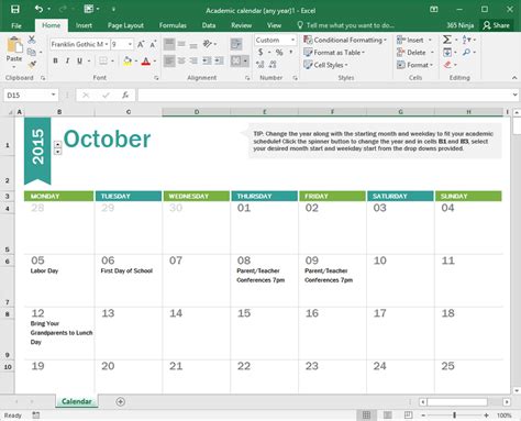 Making A Calendar In Excel