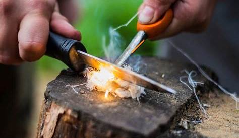 Making A Fire With Flint And Steel Stock Image Image of