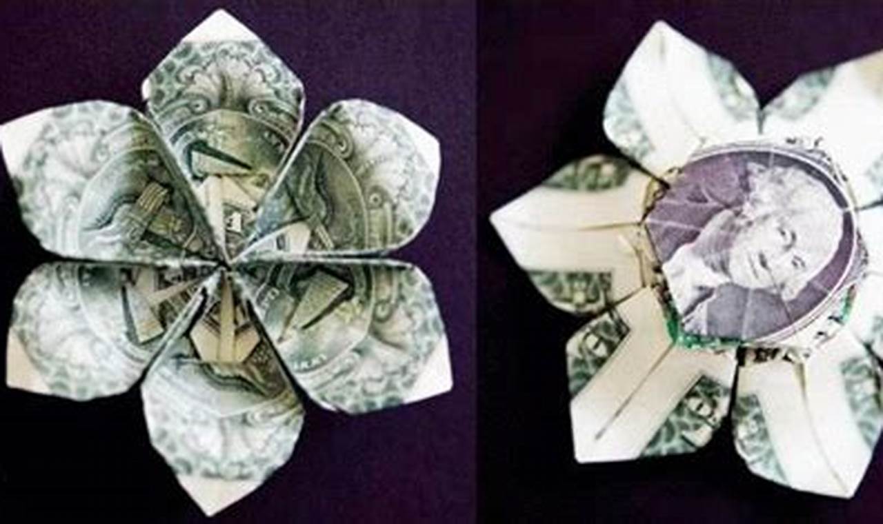 making origami flowers out of money