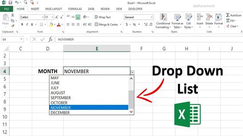 Create Excel Drop Down List